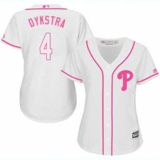 Women's Majestic Philadelphia Phillies #4 Lenny Dykstra Authentic White Fashion Cool Base MLB Jersey