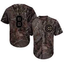 Youth Majestic Chicago Cubs #8 Ian Happ Authentic Camo Realtree Collection Flex Base MLB Jersey