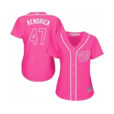 Women's Washington Nationals #47 Howie Kendrick Replica Pink Fashion Cool Base Baseball Jersey
