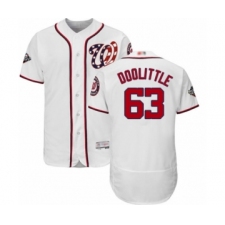 Men's Washington Nationals #63 Sean Doolittle White Home Flex Base Authentic Collection 2019 World Series Bound Baseball Jersey