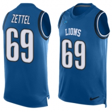 Men's Nike Detroit Lions #69 Anthony Zettel Limited Blue Player Name & Number Tank Top NFL Jersey