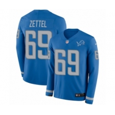 Men's Nike Detroit Lions #69 Anthony Zettel Limited Blue Therma Long Sleeve NFL Jersey