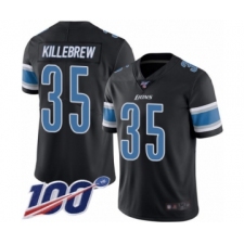 Men's Detroit Lions #35 Miles Killebrew Limited Black Rush Vapor Untouchable 100th Season Football Jersey