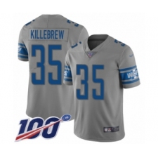 Men's Detroit Lions #35 Miles Killebrew Limited Gray Inverted Legend 100th Season Football Jersey