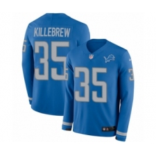 Men's Nike Detroit Lions #35 Miles Killebrew Limited Blue Therma Long Sleeve NFL Jersey