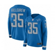 Women's Nike Detroit Lions #35 Miles Killebrew Limited Blue Therma Long Sleeve NFL Jersey