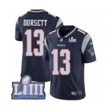 Men's Nike New England Patriots #13 Phillip Dorsett Navy Blue Team Color Vapor Untouchable Limited Player Super Bowl LIII Bound NFL Jersey