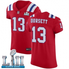 Men's Nike New England Patriots #13 Phillip Dorsett Red Alternate Vapor Untouchable Elite Player Super Bowl LII NFL Jersey
