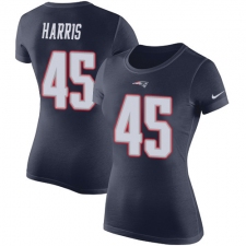 Women's Nike New England Patriots #45 David Harris Navy Blue Rush Pride Name & Number T-Shirt