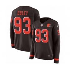 Women's Nike Cleveland Browns #93 Trevon Coley Limited Brown Therma Long Sleeve NFL Jersey