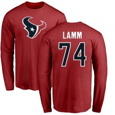 NFL Nike Houston Texans #74 Kendall Lamm Red Name & Number Logo Long Sleeve T-Shirt