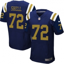 Men's Nike New York Jets #72 Brandon Shell Elite Navy Blue Alternate NFL Jersey