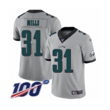 Men's Philadelphia Eagles #31 Jalen Mills Limited Silver Inverted Legend 100th Season Football Jersey