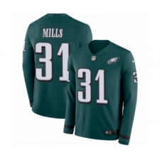 Youth Nike Philadelphia Eagles #31 Jalen Mills Limited Green Therma Long Sleeve NFL Jersey