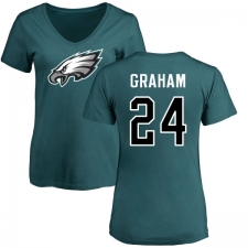 Women's Nike Philadelphia Eagles #24 Corey Graham Green Name & Number Logo Slim Fit T-Shirt
