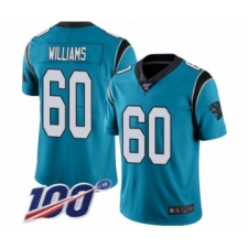 Men's Carolina Panthers #60 Daryl Williams Limited Blue Rush Vapor Untouchable 100th Season Football Jersey