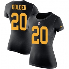 Women's Nike Pittsburgh Steelers #20 Robert Golden Black Rush Pride Name & Number T-Shirt