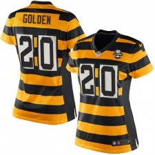 Women's Nike Pittsburgh Steelers #20 Robert Golden Game Yellow/Black Alternate 80TH Anniversary Throwback NFL Jersey