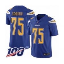 Men's Los Angeles Chargers #75 Michael Schofield Limited Electric Blue Rush Vapor Untouchable 100th Season Football Jersey
