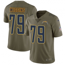 Youth Nike Los Angeles Chargers #79 Kenny Wiggins Limited Olive 2017 Salute to Service NFL Jersey