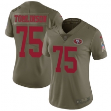Women's Nike San Francisco 49ers #75 Laken Tomlinson Limited Olive 2017 Salute to Service NFL Jersey