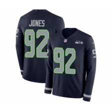 Men's Nike Seattle Seahawks #92 Nazair Jones Limited Navy Blue Therma Long Sleeve NFL Jersey