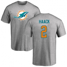 NFL Nike Miami Dolphins #2 Matt Haack Ash Name & Number Logo T-Shirt