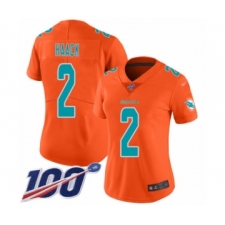Women's Miami Dolphins #2 Matt Haack Limited Orange Inverted Legend 100th Season Football Jersey
