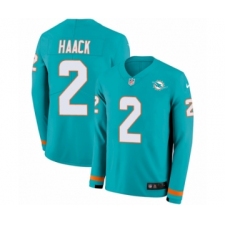 Youth Nike Miami Dolphins #2 Matt Haack Limited Aqua Therma Long Sleeve NFL Jersey