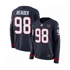 Women's Nike Houston Texans #98 D.J. Reader Limited Navy Blue Therma Long Sleeve NFL Jersey