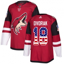 Men's Adidas Arizona Coyotes #18 Christian Dvorak Authentic Red USA Flag Fashion NHL Jersey