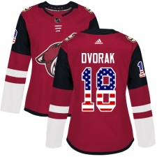 Women's Adidas Arizona Coyotes #18 Christian Dvorak Authentic Red USA Flag Fashion NHL Jersey