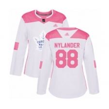 Women's Toronto Maple Leafs #88 William Nylander Authentic White Pink Fashion Hockey Jersey