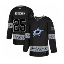Men's Adidas Dallas Stars #25 Brett Ritchie Authentic Black Team Logo Fashion NHL Jersey