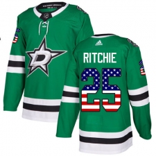 Men's Adidas Dallas Stars #25 Brett Ritchie Authentic Green USA Flag Fashion NHL Jersey