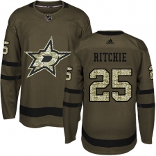 Youth Adidas Dallas Stars #25 Brett Ritchie Premier Green Salute to Service NHL Jersey