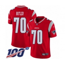 Men's New England Patriots #70 Adam Butler Limited Red Inverted Legend 100th Season Football Jersey