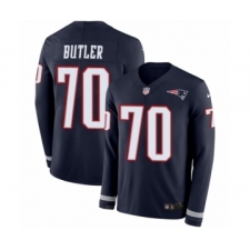 Men's Nike New England Patriots #70 Adam Butler Limited Navy Blue Therma Long Sleeve NFL Jersey