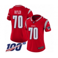 Women's New England Patriots #70 Adam Butler Limited Red Inverted Legend 100th Season Football Jersey