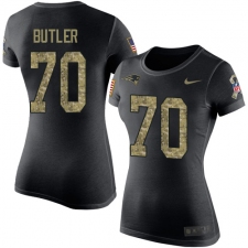 Women's Nike New England Patriots #70 Adam Butler Black Camo Salute to Service T-Shirt