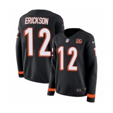 Women's Nike Cincinnati Bengals #12 Alex Erickson Limited Black Therma Long Sleeve NFL Jersey