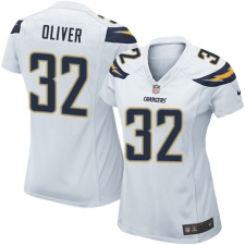 Women's Nike Los Angeles Chargers #32 Branden Oliver Game White NFL Jersey