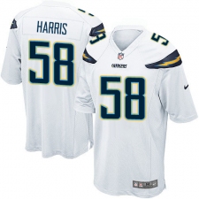Men's Nike Los Angeles Chargers #58 Nigel Harris Game White NFL Jersey