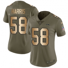 Women's Nike Los Angeles Chargers #58 Nigel Harris Limited Olive/Gold 2017 Salute to Service NFL Jersey