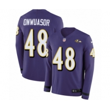 Men's Nike Baltimore Ravens #48 Patrick Onwuasor Limited Purple Therma Long Sleeve NFL Jersey