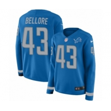 Women's Nike Detroit Lions #43 Nick Bellore Limited Blue Therma Long Sleeve NFL Jersey