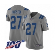 Men's Indianapolis Colts #27 Nate Hairston Limited Gray Inverted Legend 100th Season Football Jersey