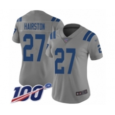 Women's Indianapolis Colts #27 Nate Hairston Limited Gray Inverted Legend 100th Season Football Jersey