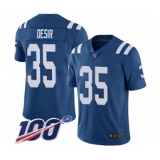 Men's Indianapolis Colts #35 Pierre Desir Royal Blue Team Color Vapor Untouchable Limited Player 100th Season Football Jersey