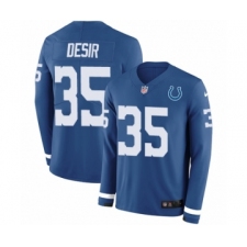 Youth Nike Indianapolis Colts #35 Pierre Desir Limited Blue Therma Long Sleeve NFL Jersey